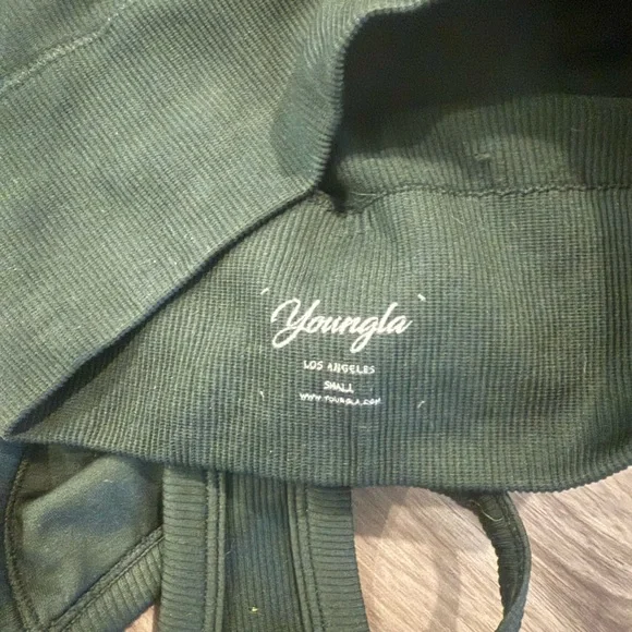 YoungLA Dark Green Halter Crop Top - Picture 3 of 5